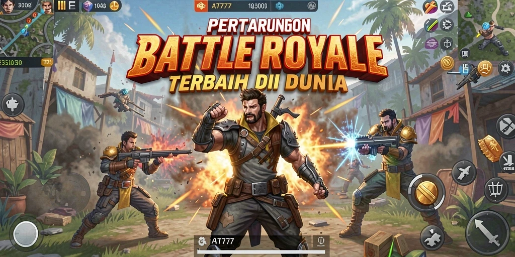Screenshot gameplay AT777 menampilkan serunya pertarungan Battle Royale.