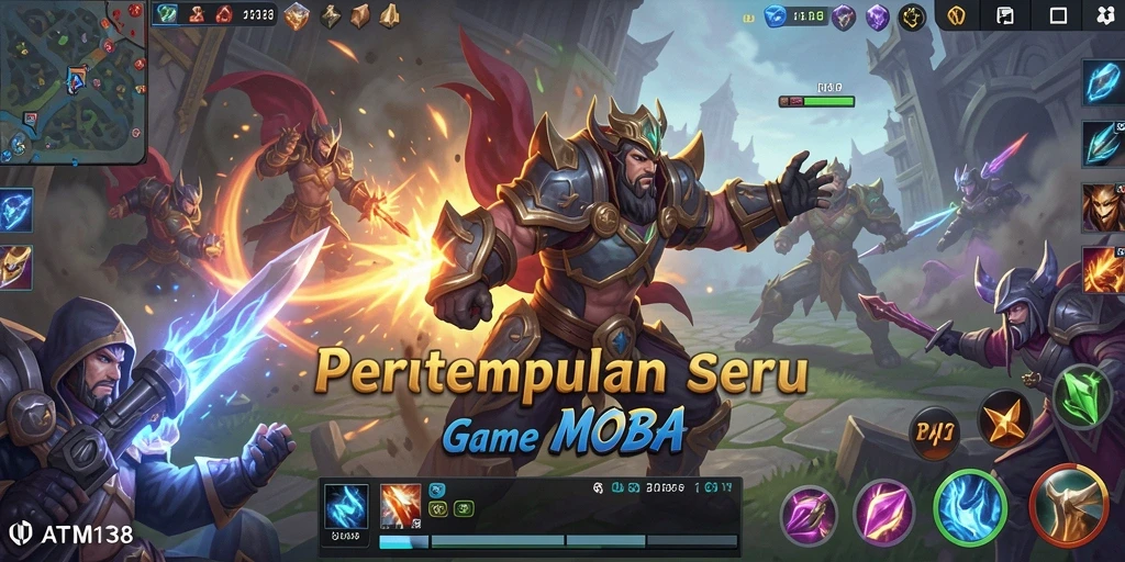Screenshot gameplay ATM138 yang menampilkan aksi pertempuran seru dalam game MOBA.