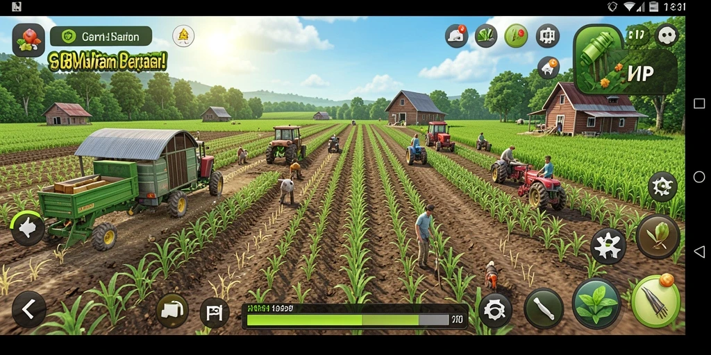 Screenshot gameplay B8VIP menampilkan suasana berkebun yang seru.