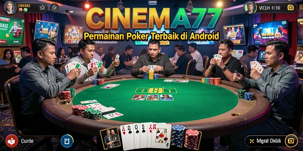 Screenshot utama CINEMA77 menunjukkan aksi poker yang mendebarkan.