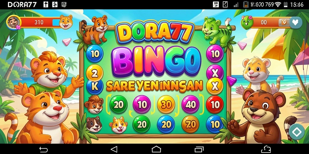 Tangkapan layar DORA77 menampilkan gameplay Bingo yang seru dan interaktif.