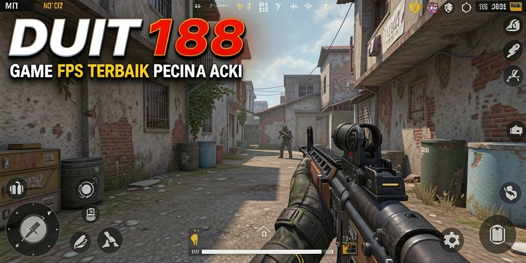 Screenshot menunjukkan momen pertempuran intens dalam gameplay FPS.