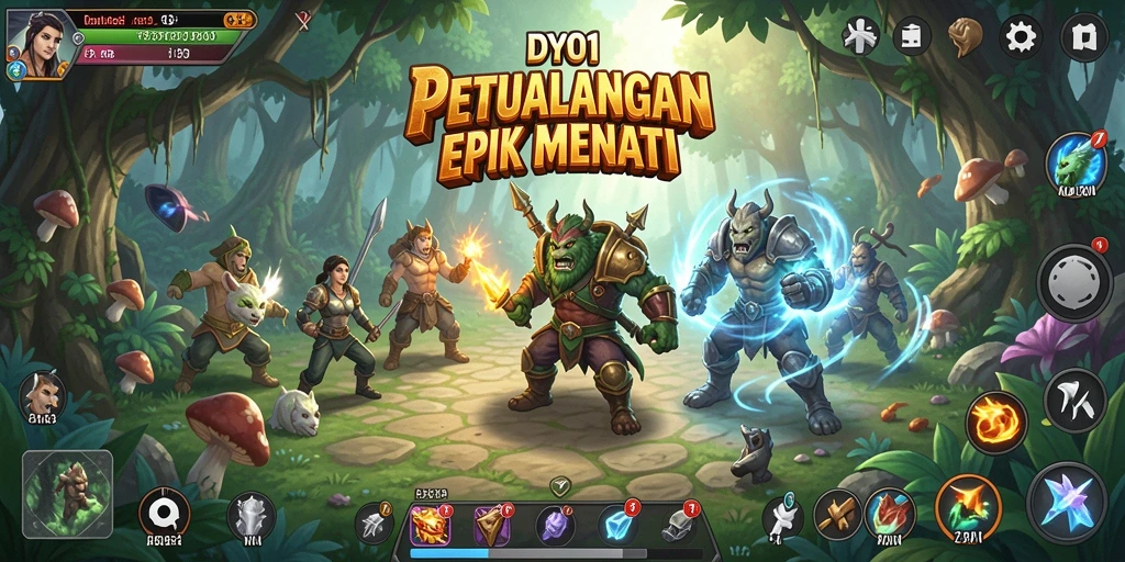 Screenshot DY01 menampilkan pertarungan seru di tengah petualangan.