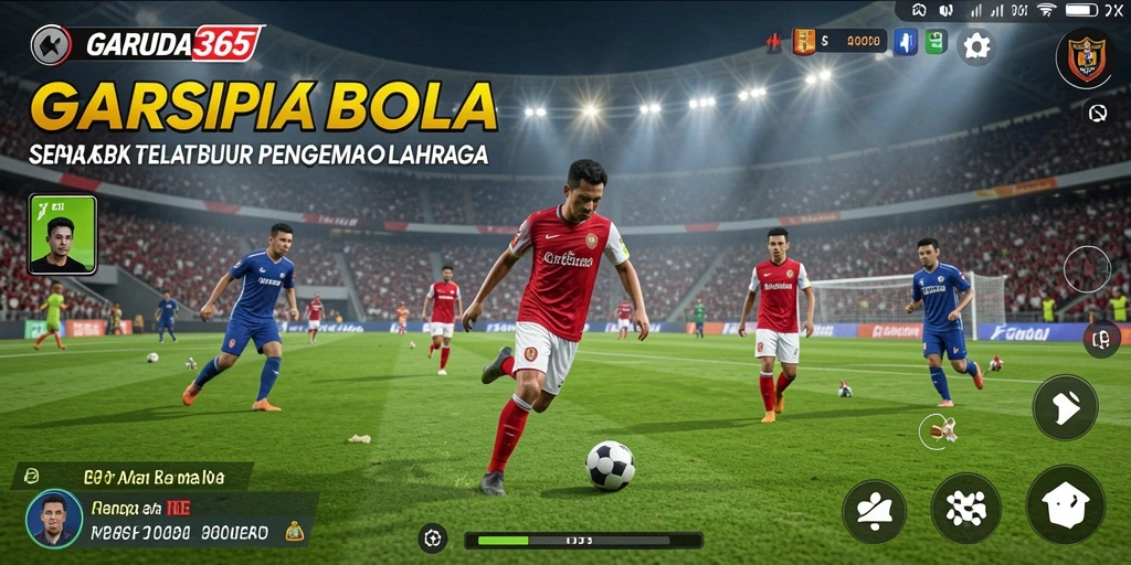 Tampilan gameplay menarik dalam mode pertandingan sepak bola.