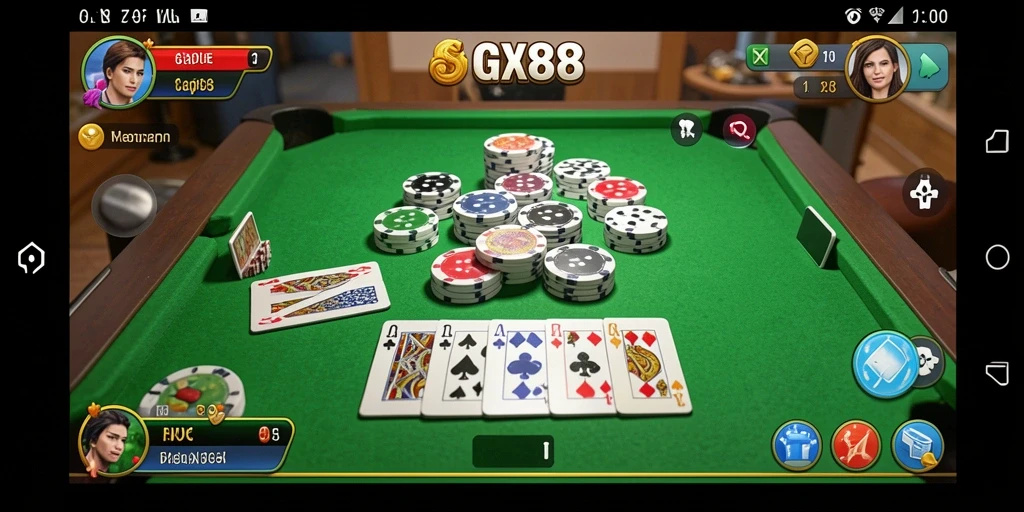Screenshot gameplay GX88 menampilkan keseruan bermain Gaple dengan teman.