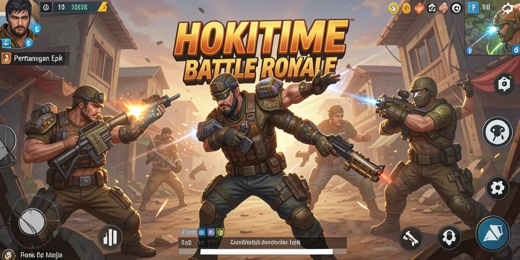 Tangkapan layar HOKITIME yang menunjukkan aksi intens dalam pertempuran Battle Royale.