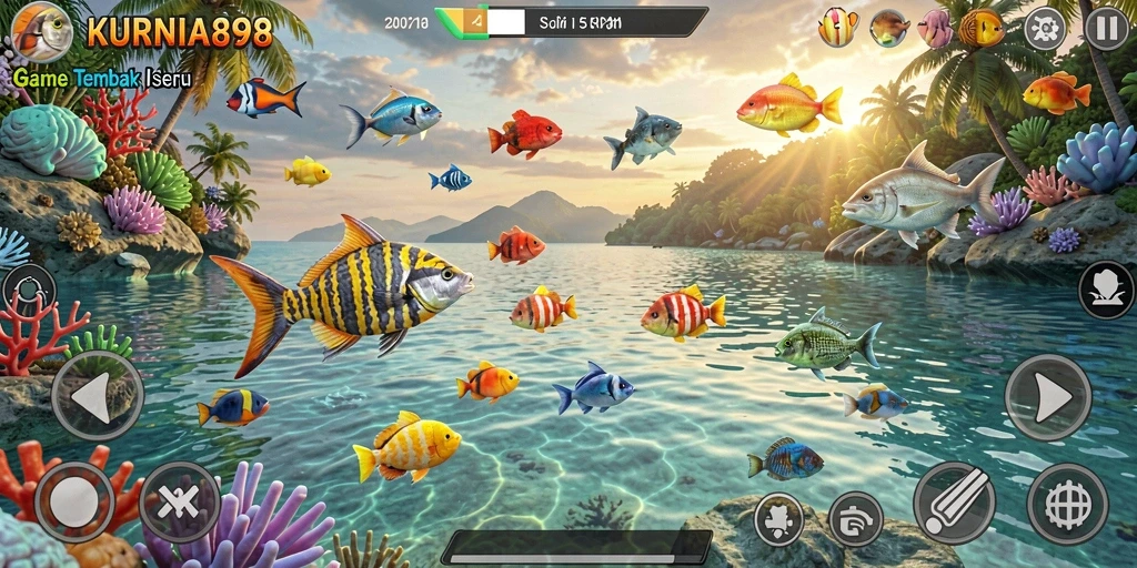 Tampilan gameplay seru KURNIA898 dengan aksi tembak ikan.