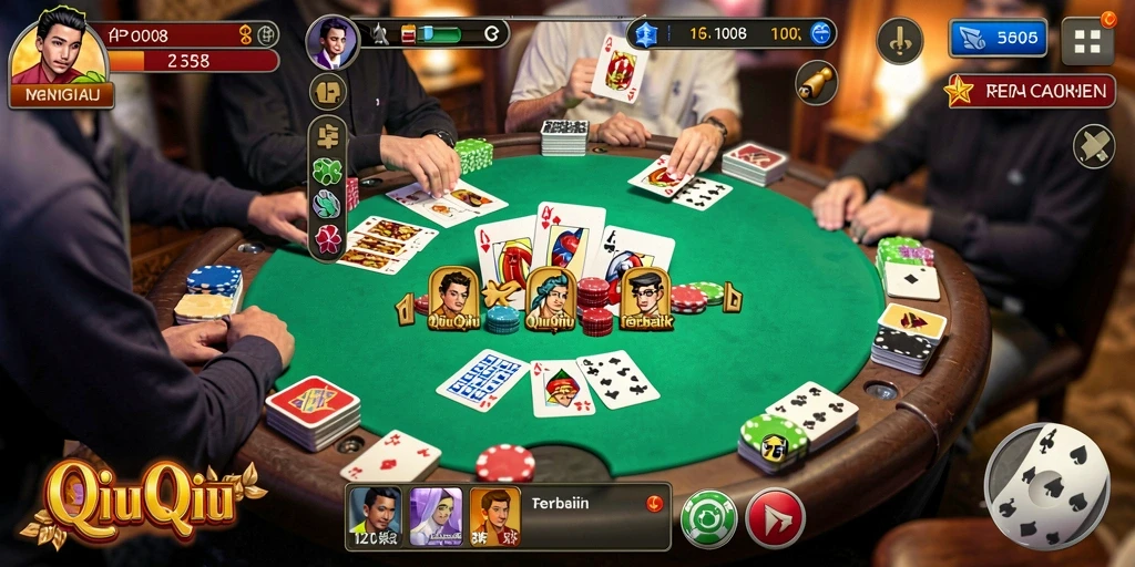 Screenshot utama menunjukkan gameplay seru QiuQiu.
