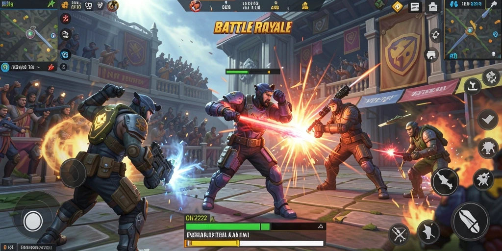 Gameplay intens dalam pertarungan Battle Royale yang mendebarkan.