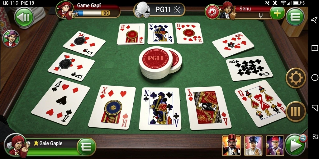 Screenshot gameplay PG11 menampilkan suasana seru permainan Gaple.