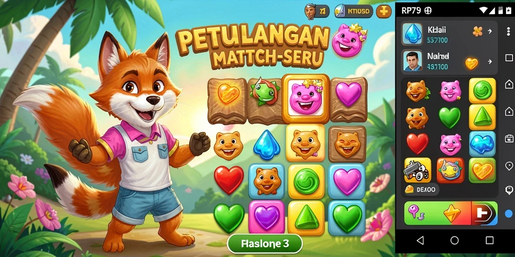 Screenshot gameplay RP79 yang menunjukkan aksi mencocokkan yang seru.