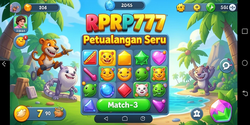 Screenshot gameplay RPRP777 menampilkan momen mencocokkan elemen yang seru.