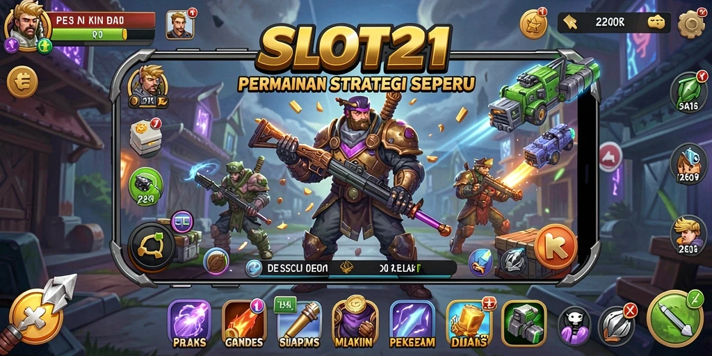 Screenshot SLOT21 menampilkan momen intens dalam pertempuran strategi.