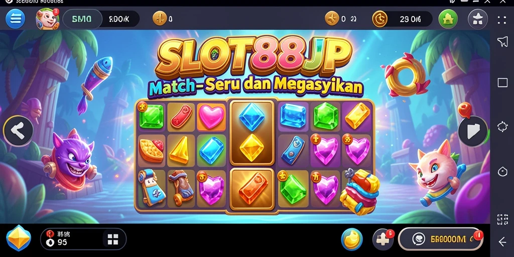 Screenshot SLOT88JP menampilkan gameplay seru dari pencocokan simbol.