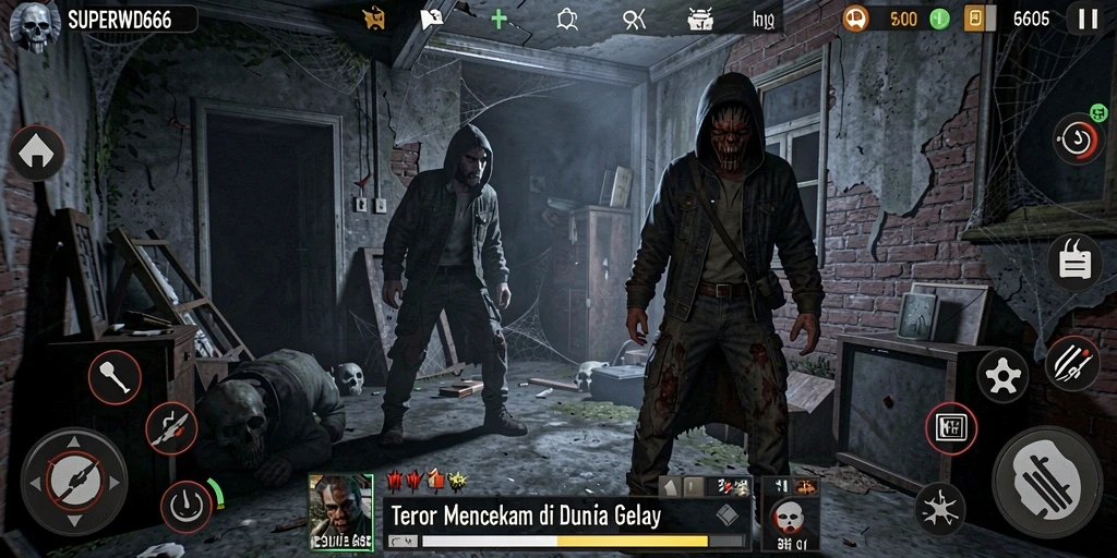 Screenshot gameplay HORROR SUPERWD666 yang mencekam dan mendebarkan.