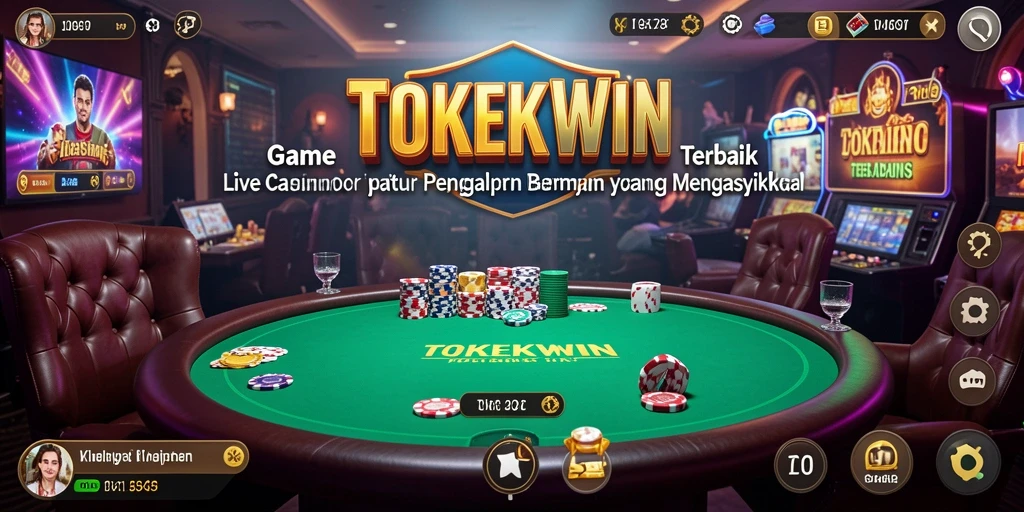 Screenshot gameplay TOKEKWIN yang menunjukkan dealer langsung dan permainan interaktif.
