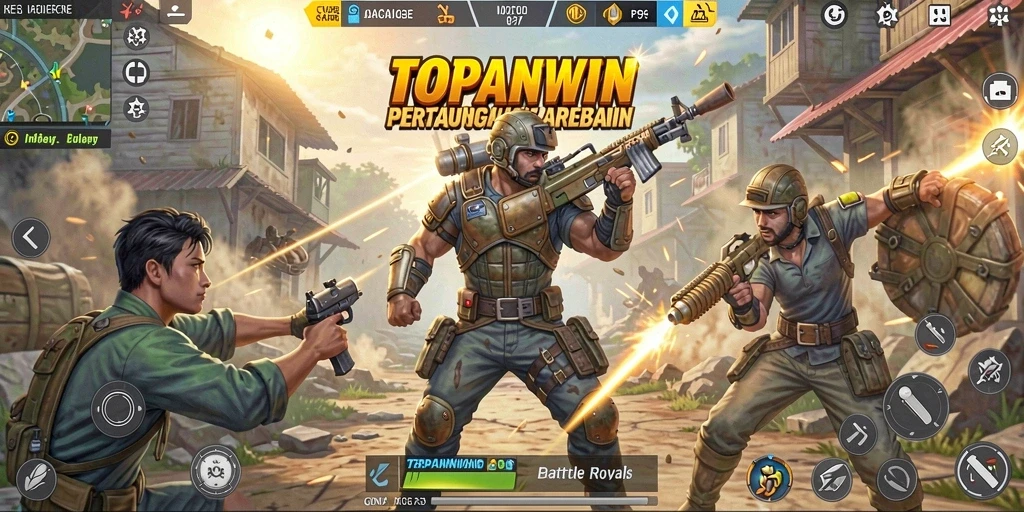 Gameplay intens di TOPANWIN dengan pertempuran Battle Royale yang seru.