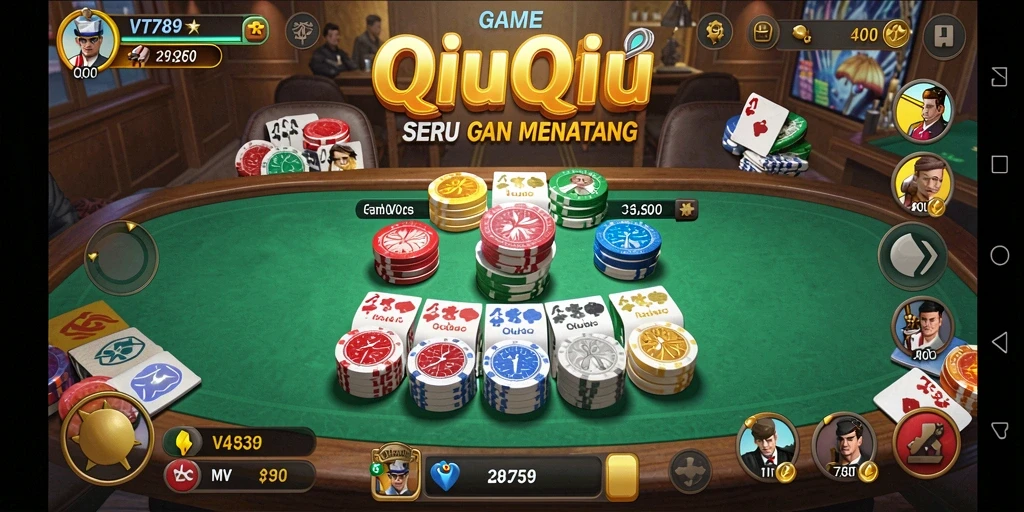 Tampilan gameplay QiuQiu yang seru dan interaktif.