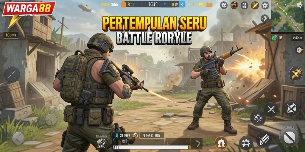 Screenshot gameplay WARGA88 menunjukkan aksi seru dalam Battle Royale.